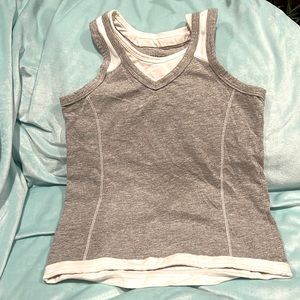 Brand new Danskin size 6 / 6x  girls gray and white tank top